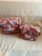 Trousse matelassée orange et jaune