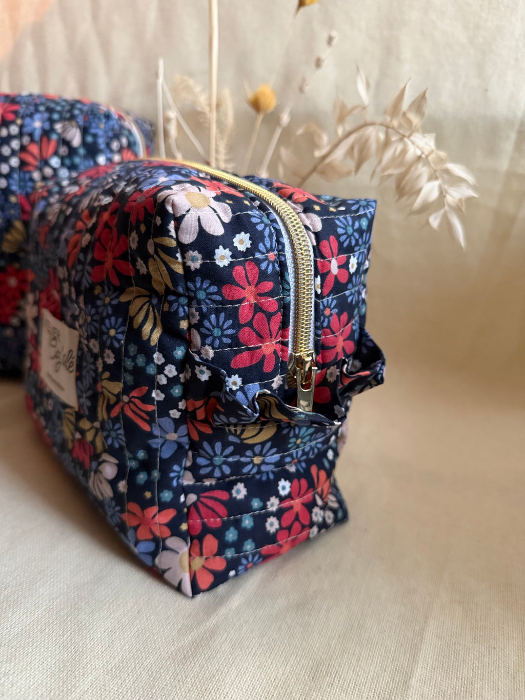 Trousse matelassée bleue