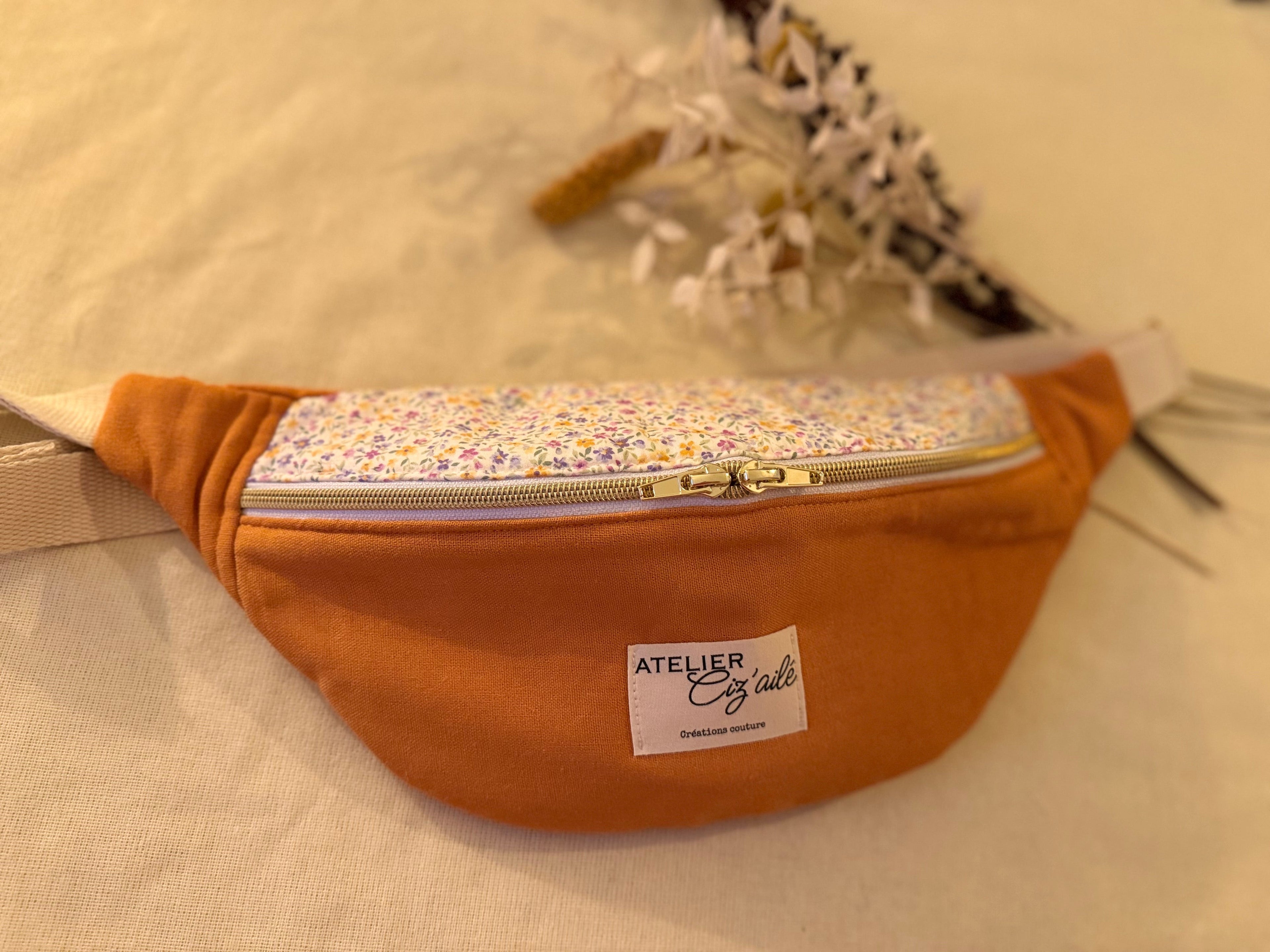 Sac banane en lin orange