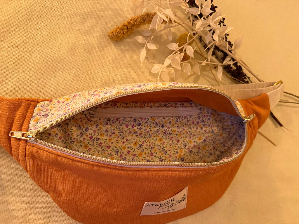 Sac banane en lin orange