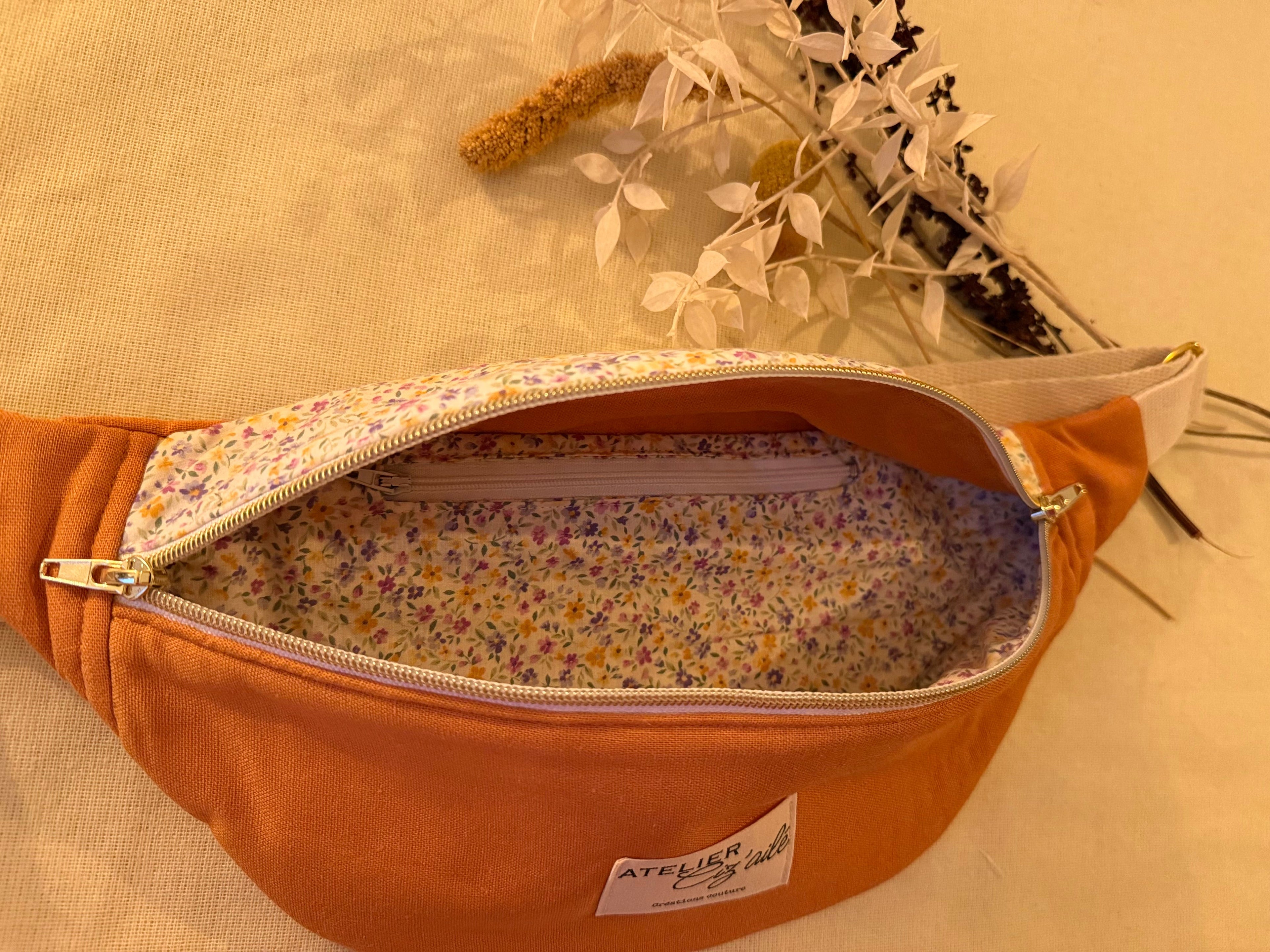 Sac banane en lin orange