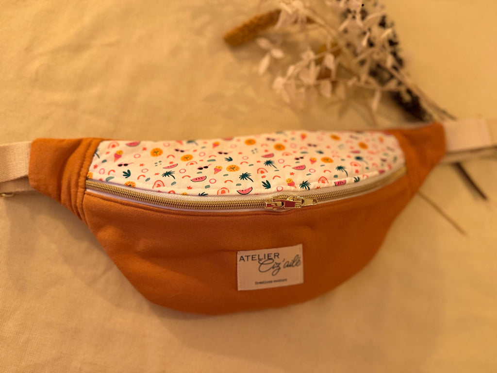 Sac banane en lin orange