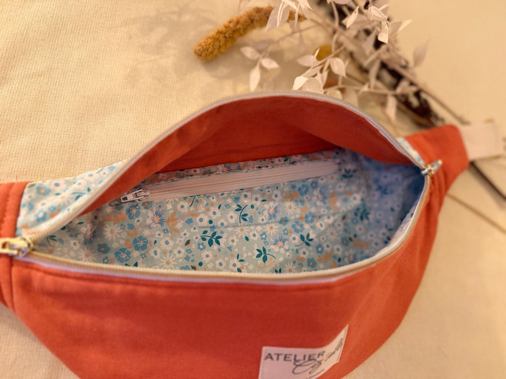 Sac banane en lin orange saumoné